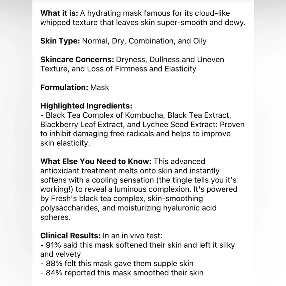 🌿 fresh Black Tea Instant Perfecting Mask